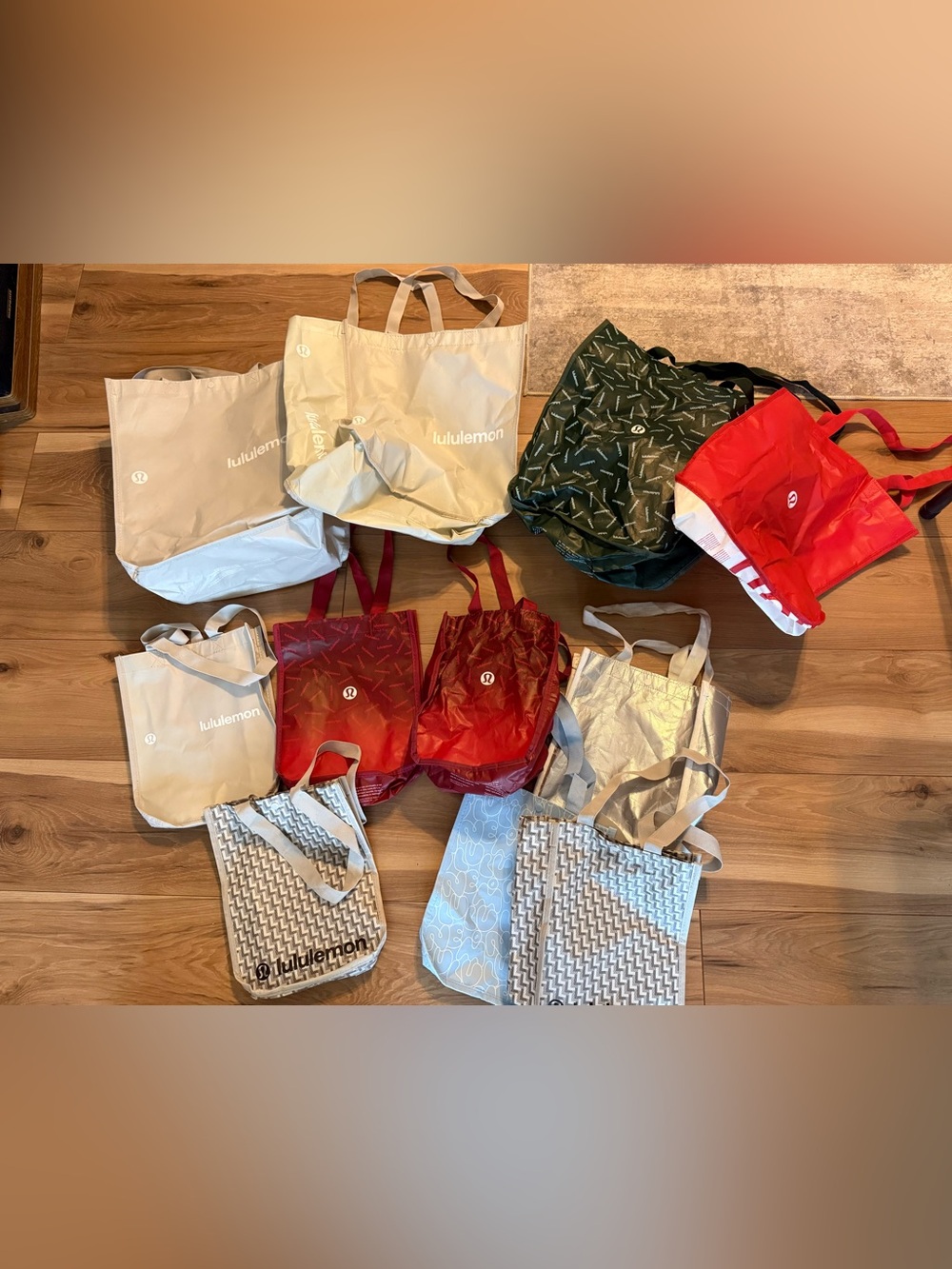 Lululemon Lot Many Reusable Shopping Bags Small Big Handles multi